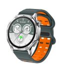 22mm Double-row Hole Studded Buckle Silicone Watch Band(Charcoal Grey Orange)
