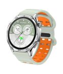 22mm Double-row Hole Studded Buckle Silicone Watch Band(Fog Grey Orange)