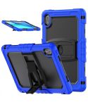 For Huawei MatePad SE 11 2024 Silicone Hydric PC Tablet Case with Shoulder Strap & Holder(Dark Blue)
