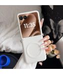 For Motorola Razr 50 Ultra Magsafe Magnetic Plain Leather Phone Case(White)