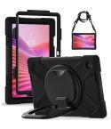 For Lenovo Tab 10.1 2025 / ZhaoYang K10c Silicone Hybrid PC Tablet Case with Holder & Shoulder Strap(Black)
