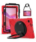 For Lenovo Tab 10.1 2025 / ZhaoYang K10c Silicone Hybrid PC Tablet Case with Holder & Shoulder Strap(Red)