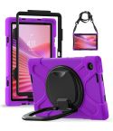 For Lenovo Tab 10.1 2025 / ZhaoYang K10c Silicone Hybrid PC Tablet Case with Holder & Shoulder Strap(Purple)