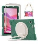 For Lenovo Tab 10.1 2025 / ZhaoYang K10c Silicone Hybrid PC Tablet Case with Holder & Shoulder Strap(Emerald Green)