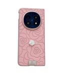 For OPPO Find N5 3D Camellia Plaid Fabric Phone Case(Pink)
