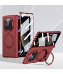 For Huawei Mate X6 GKK Integrated Magnetic Folding Hinge Ultra-thin Phone Case with Rotating Stand(Red)