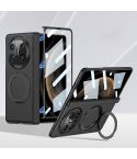 For Huawei Mate X6 GKK Integrated Magnetic Folding Hinge Ultra-thin Phone Case with Rotating Stand(Black)
