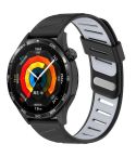 22mm Slanted Hole Two Color Silicone Watch Band(Black Grey)