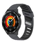 22mm Slanted Hole Two Color Silicone Watch Band(Grey Black)