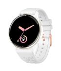 20mm Embossed Rose Gold Buckle Silicone Watch Band(White)