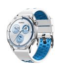 22mm Three-row Hole Breathable Two Color Silicone Watch Band(White Blue)