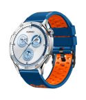 22mm Three-row Hole Breathable Two Color Silicone Watch Band(Royal Blue Orange)