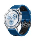 22mm Three-row Hole Breathable Two Color Silicone Watch Band(Royal Blue Black)