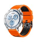 22mm Three-row Hole Breathable Two Color Silicone Watch Band(Orange Black)