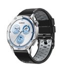 22mm Three-row Hole Breathable Two Color Silicone Watch Band(Black Grey)