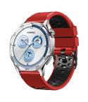 22mm Three-row Hole Breathable Two Color Silicone Watch Band(Red Black)