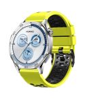 22mm Three-row Hole Breathable Two Color Silicone Watch Band(Lime Black)
