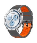 22mm Three-row Hole Breathable Two Color Silicone Watch Band(Dark Grey Orange)