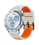 22mm Three-row Hole Breathable Two Color Silicone Watch Band(Light Grey Orange)