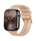 For Apple Watch 42mm / 41mm / 40mm / 38mm Plain Solid Color Rose Gold Buckle Silicone Watch Band(Apricot)