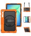 For Samsung Galaxy Tab S10 FE+ Silicone Hybrid PC Tablet Case with Shoulder Strap(Orange)