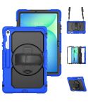 For Samsung Galaxy Tab S10 FE+ Silicone Hybrid PC Tablet Case with Shoulder Strap(Blue)