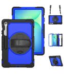 For Samsung Galaxy Tab S10 FE+ Silicone Hybrid PC Tablet Case with Shoulder Strap(Blue PC)
