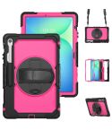 For Samsung Galaxy Tab S10 FE+ Silicone Hybrid PC Tablet Case with Shoulder Strap(Rose Red PC)