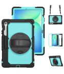 For Samsung Galaxy Tab S10 FE+ Silicone Hybrid PC Tablet Case with Shoulder Strap(Light Blue PC)