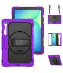 For Samsung Galaxy Tab S10 FE+ Silicone Hybrid PC Tablet Case with Shoulder Strap(Purple)