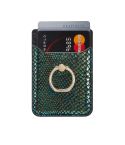 MUXMA Snake Texture RFID Mobile Phone Back Stick Card Bag with Ring(Green)