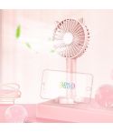 N10 Multi-function Handheld Desktop Holder Electric Fan, with 3 Speed Control (Pink)