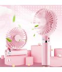S2 Portable Foldable Handheld Electric Fan, with 3 Speed Control & Night Light (Pink)