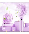 S2 Portable Foldable Handheld Electric Fan, with 3 Speed Control & Night Light (Purple)