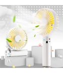 S2 Portable Foldable Handheld Electric Fan, with 3 Speed Control & Night Light (White)