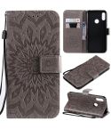 Sun Embossing Pattern Horizontal Flip Leather Case for Huawei Honor Play 8A / Y6 (2019), with Card Slot & Holder & Wallet & Lanyard (Grey)