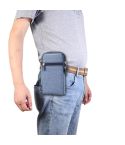 Single checked denim Multi-functional Universal Mobile Phone Waist Pack Case for 6.3 Inch or Below Smartphones (Blue)