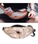 Creative Funny Anti-harassment Artificial Hairy Belly Shape Outdoor Bags, Multifunctional Portable Unisex Sports Belly Waist Bag