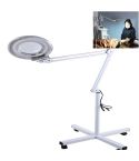 5X Foldable Swing Arm Desk Table Mount Magnifier with Lamp Light for Facial Tattoo Eyebrow Nail Salon Beauty, Cool White Light