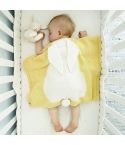 Rabbit Pattern Stereoscopic Ears Baby Knitted Blanket(Yellow)