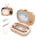 Creative Wooden Children TV Set Deciduous Tooth Preservation Box Baby Teeth Tooth House Storage Box