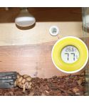 Digital Round Shaped Reptile Box Centigrade Thermometer & Hygrometer with Screen Display (Yellow)