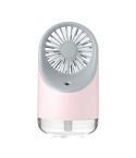 Multi-function USB Charging Spray Humidification Desktop Electric Fan with LED Warm Yellow Reading Lamp, Support 3 Speed Control(Pink)