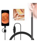 i95 3 in 1 USB Ear Scope Inspection HD 0.3MP Camera Visual Ear Spoon for OTG Android Phones & PC & MacBook, 1.75m Length Cable (Black)
