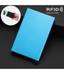 Antimagnetic Stainless Steel PU Business Card Holder Credit Card Case, Size: 10*6.2*0.8cm(Blue)