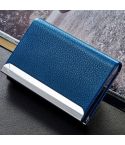 Lichi texture Business Card Holder Credit Card ID Case Holder(Dark Blue)