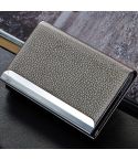 Lichi texture Business Card Holder Credit Card ID Case Holder(Grey)