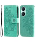 For Huawei nova 11i / Maimang 20 5G / Enjoy 60 Pro 7-petal Flowers Embossing Leather Phone Case (Green)