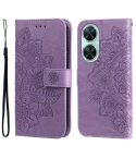 For Huawei nova 11i / Maimang 20 5G / Enjoy 60 Pro 7-petal Flowers Embossing Leather Phone Case (Light Purple)