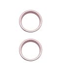 For iPhone 15 / 15 Plus 2pcs/set Rear Camera Glass Lens Metal Outside Protector Hoop Ring (Pink)